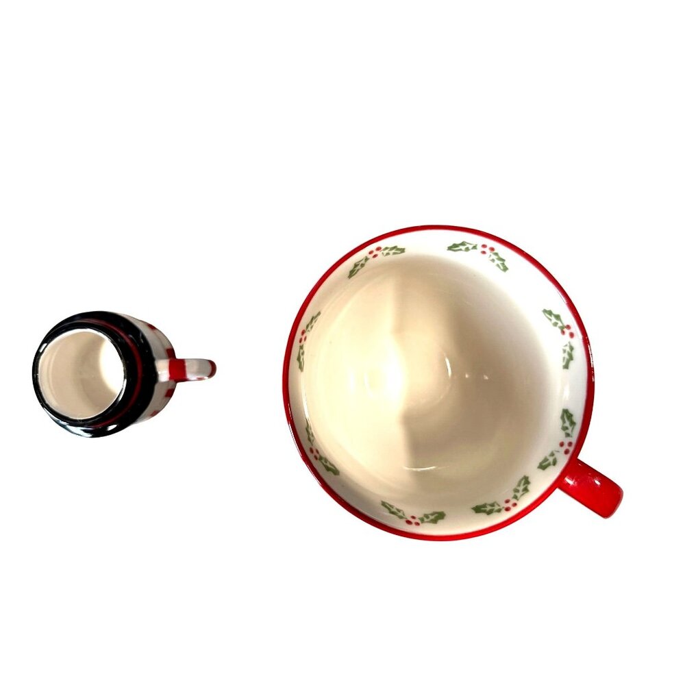 Sleigh Bell Bistro Gingerbread Cocoa Cup Snowman Mini Mug Holiday Set Two Pieces - Picture 7 of 7
